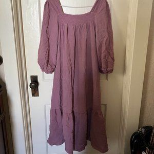 Puff Sleeve Purple Dress